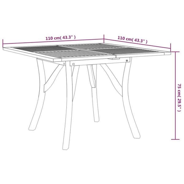 Maison Exclusive - Trädgårdsbord 110x110x75 cm i solid akaciaträ