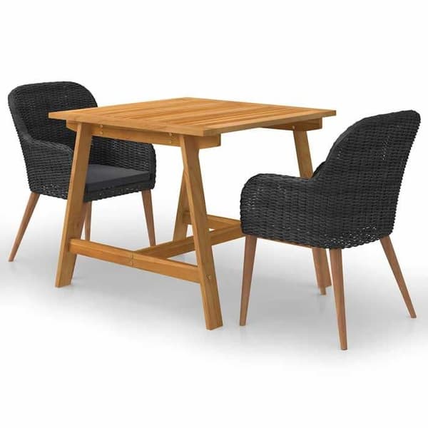 Maison Exclusive - Have spisebordssæt 3 dele Sort Svart