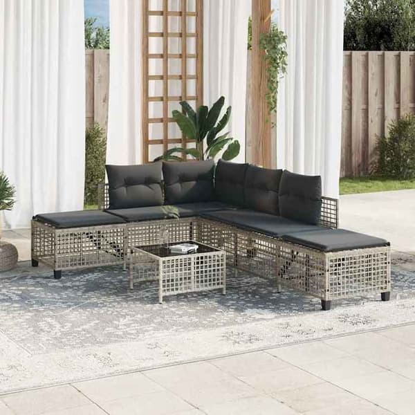 Loungebænke - MAISON EXCLUSIVE - Rattan - 3 dele - Lys grå - Side sæde 5 positioner ljusgrått