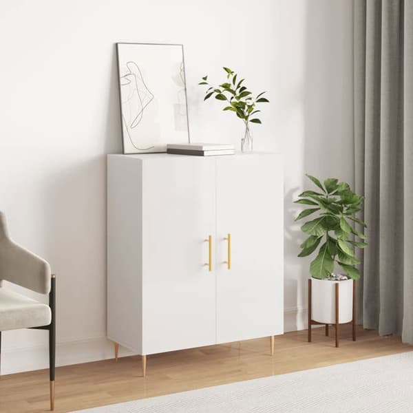 Maison Exclusive - Hvid glans buffet 69,5x34x90 cm Ingeniørtræ