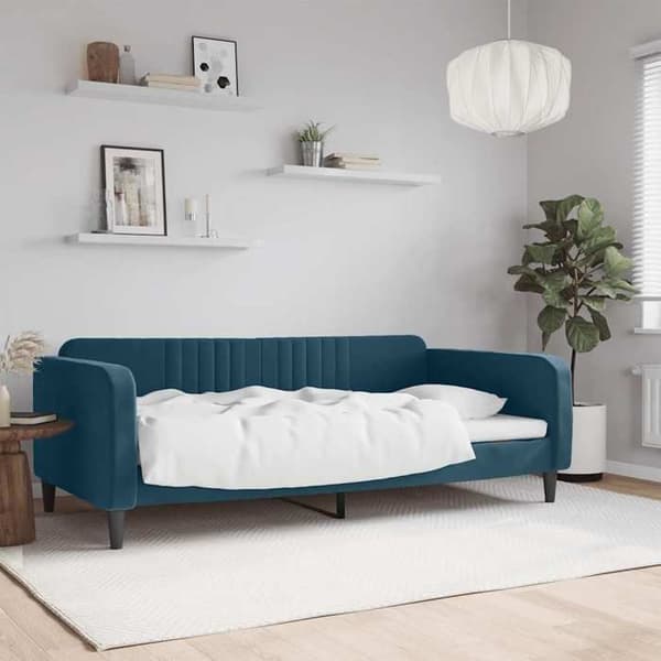 Maison Exclusive - Sängsoffa utan madrass blå 100x200 cm sammet Blå