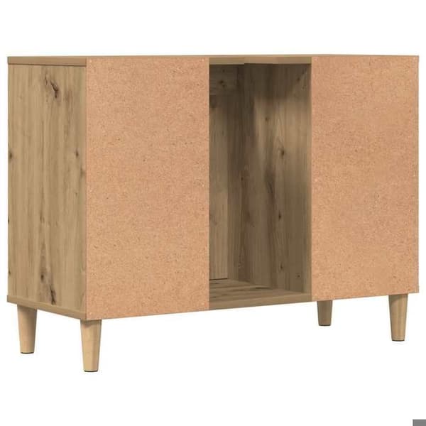 Maison Exclusive - Håndlavet egetræ vaskeskab 80x33x60 cm ingeniørtræ