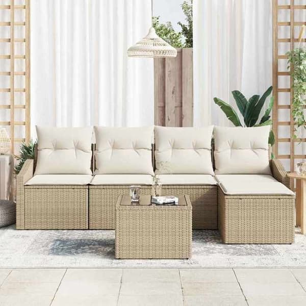 Trädgårdsmöbler - EXKLUSIVT HEM - Modern - Poly rattan & stål - Justerbart 2-i-1 bord - Dold förvaring