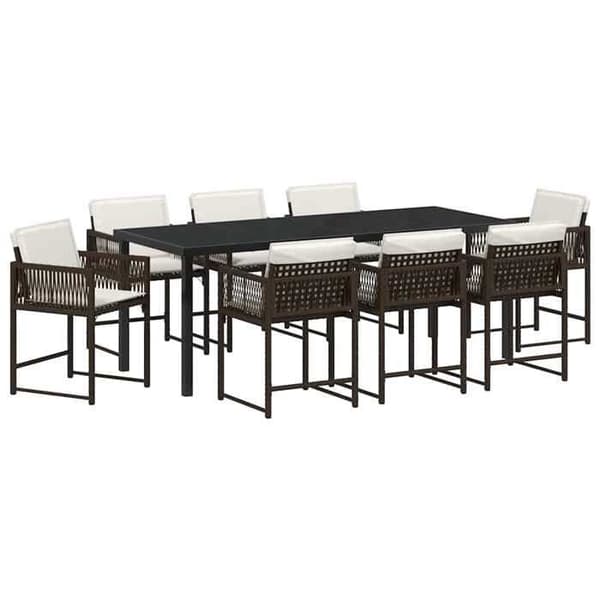 Maison Exclusive - 9 pc spisebordssæt til haven i brun polyrotin brun