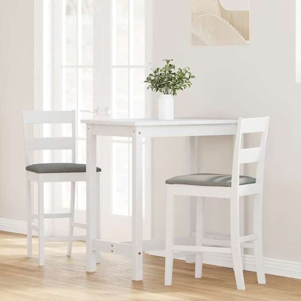 Maison Exclusive - Barstolar med kuddar 2 st vit massiv gummiträ