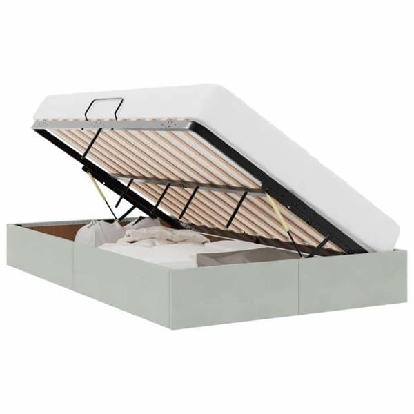 Maison Exclusive - Sängram ottoman Ljusgrå 120 x 200 cm Sammet