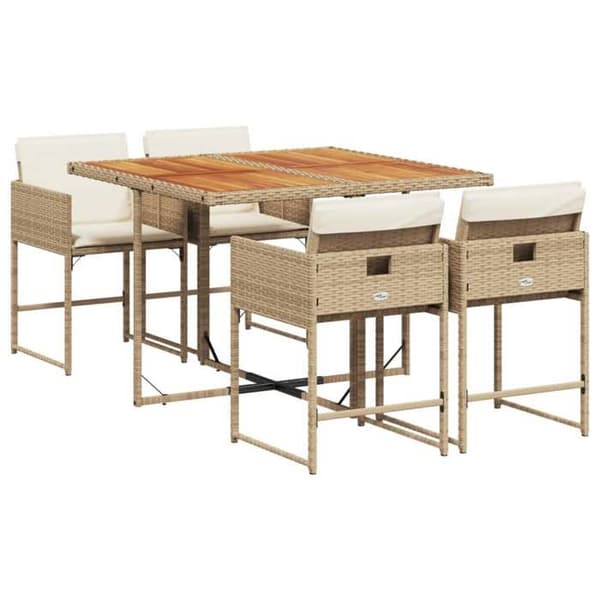 Havemøbel sæt - EKSKLUSIV HUS - 5 dele - Beige - Poly rattan - Sammenklappelige stole beige