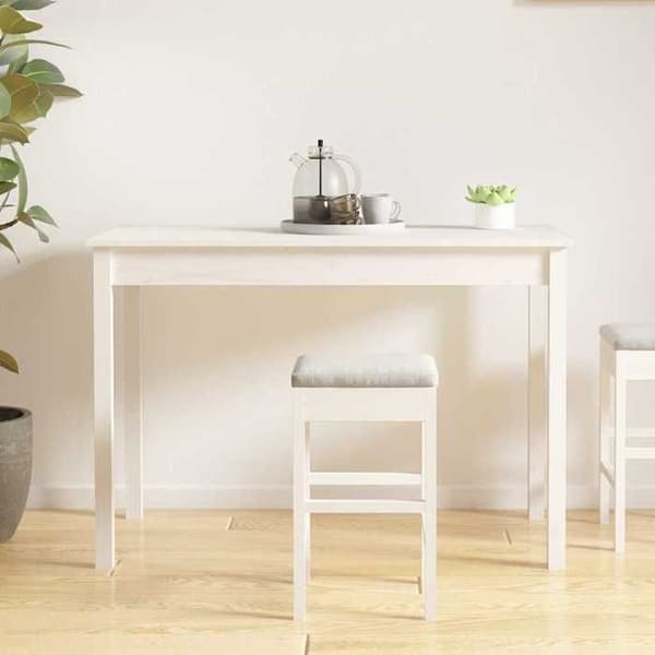 Matbord - EXKLUSIV HEM - 110 x 55 x 75 cm - Massivt furu - Vit - Rektangulär Vit
