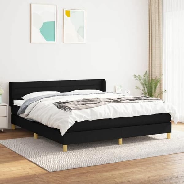 Seng med madras - Eksklusivt hus - 180x200 cm - Justerbar hovedgærde - Sort - Polyester stof