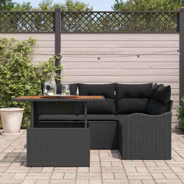 Maison Exclusive - 5-delars trädgårdsoff-set 4-sits svart Svart
