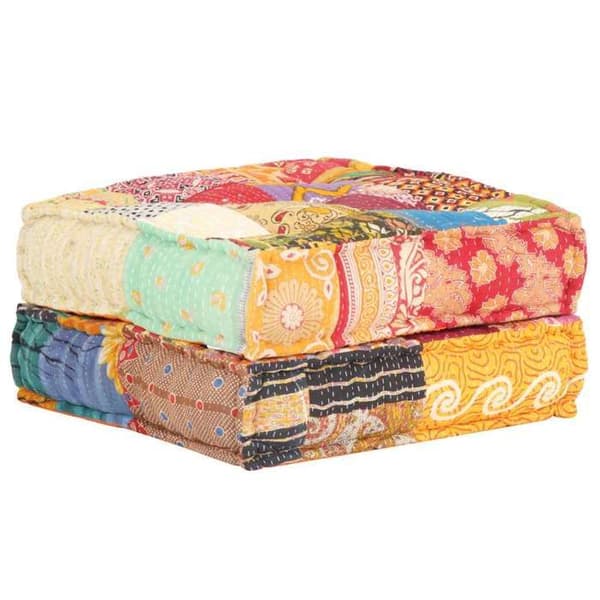 Pouf - MAISON EXCLUSIVE - Patchwork - 60 x 70 x 36 cm - Gul - Stof