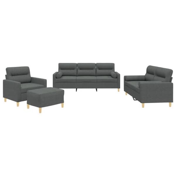 Maison Exclusive - Sæt af 4 sofaer med mørkegrå puder i stof