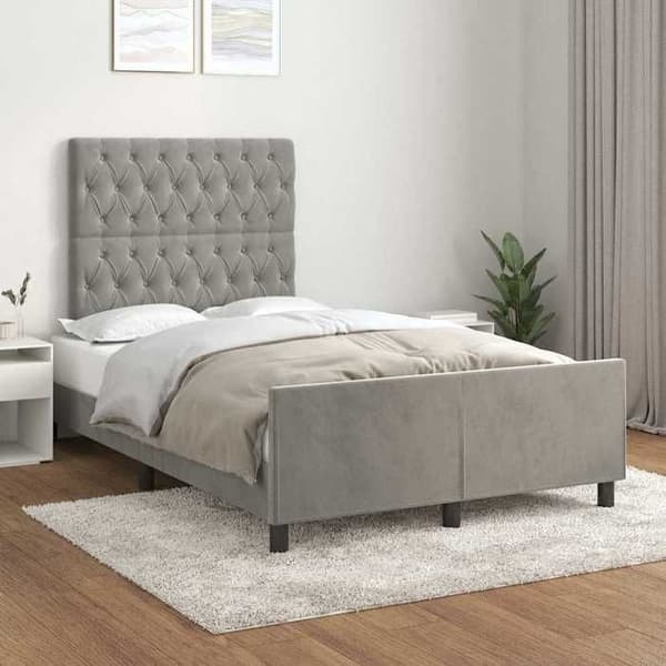 Maison Exclusive - Sängram utan madrass ljusgrå 120x200 cm sammet