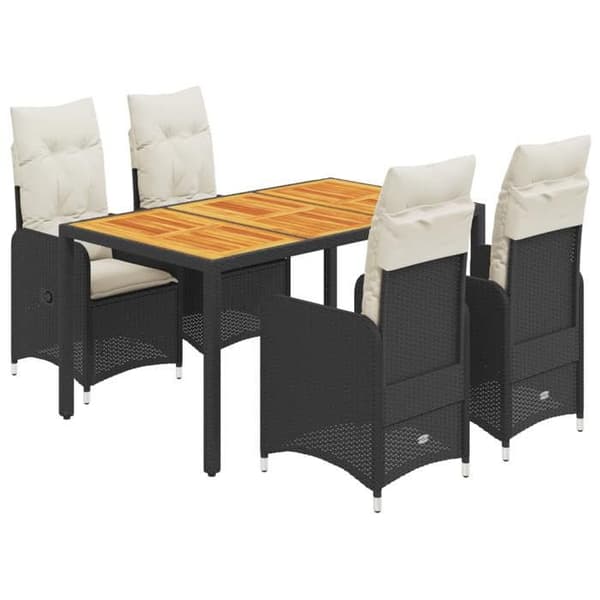 Ensemble bistro - MAISON EXCLUSIVE - 5 dele - Sort - Poly rattan - Justerbar ryg Svart