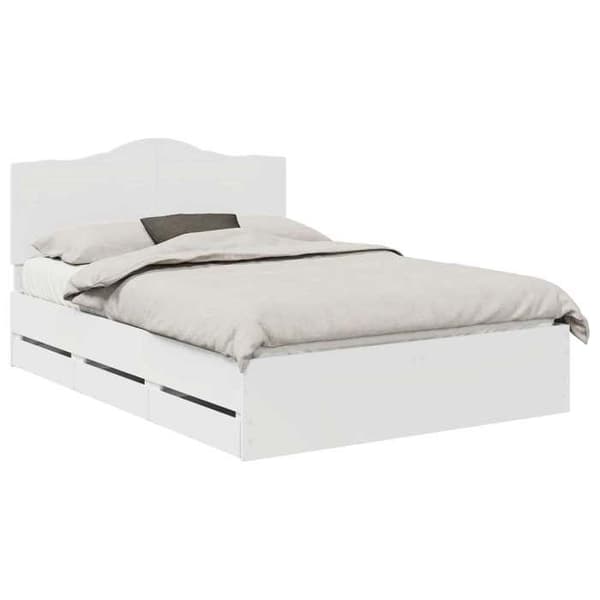 Maison Exclusive - Sängram med låda Vit 160 x 200 cm Ingenjörsträ