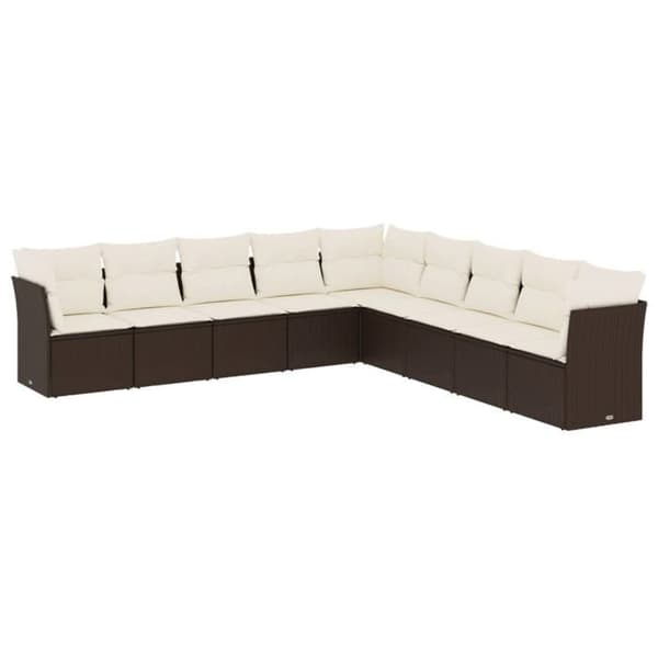 Maison Exclusive - Trädgårdsmöbler med kuddar 9 delar brun flätad resin