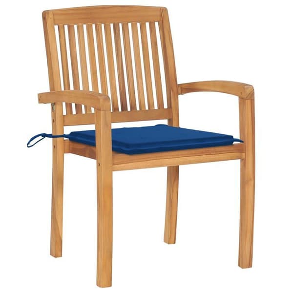 Maison Exclusive - Stapelbara trädgårdsstolar med kuddar, set om 8, i solid teak Kungsblå (kuddar)