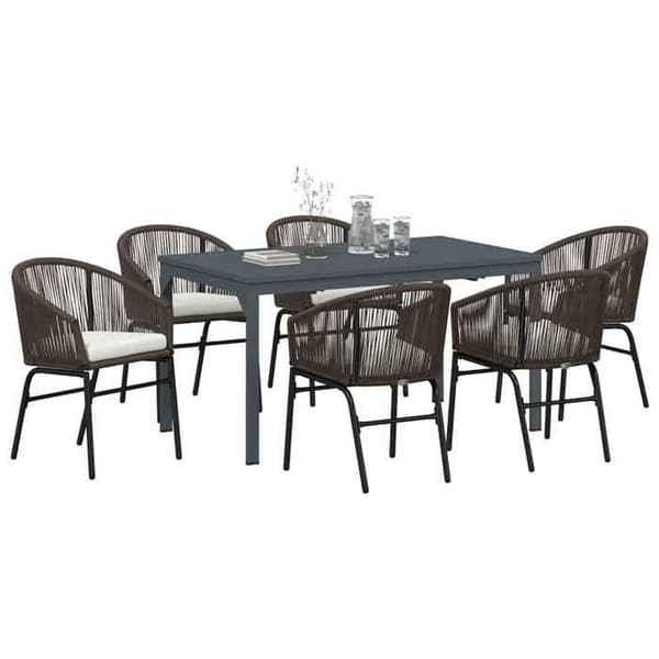 Maison Exclusive - 7 pc spisebordssæt til haven i brun polyrotin brun