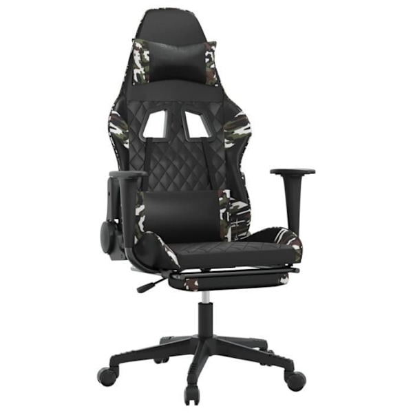 Fodstøtte Massage Gaming Stol Sort & Camouflage læder117 [cm]