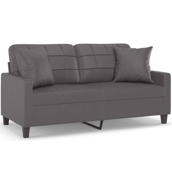 Maison Exclusive - Soffa 2 platser med grå dekorativa kuddar 140cm konstläder Grå