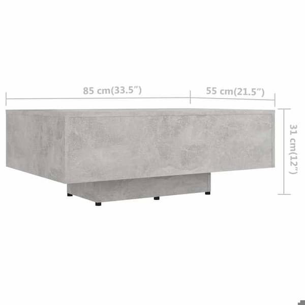 Bord - EKSKLUSIV HUS - 85x55x31 cm - Beton grå - Ingeniørtræ - Rektangulær Betonggrå