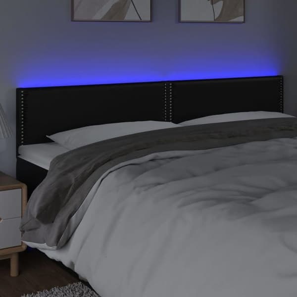 Maison Exclusive - LED Hovedgærde Sort 180x5x78/88 cm Syntetisk Læder