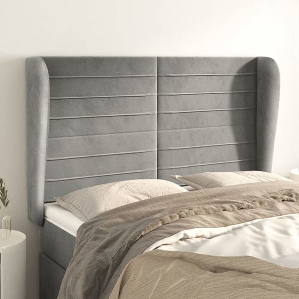 Maison Exclusive - Pääty, jossa korvat, Vaaleanharmaa 147x23x118/128 cm Sametti ljusgrått