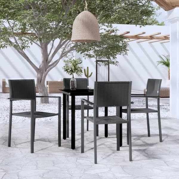 Maison Exclusive - 5 osan musta puutarhakalustesarja