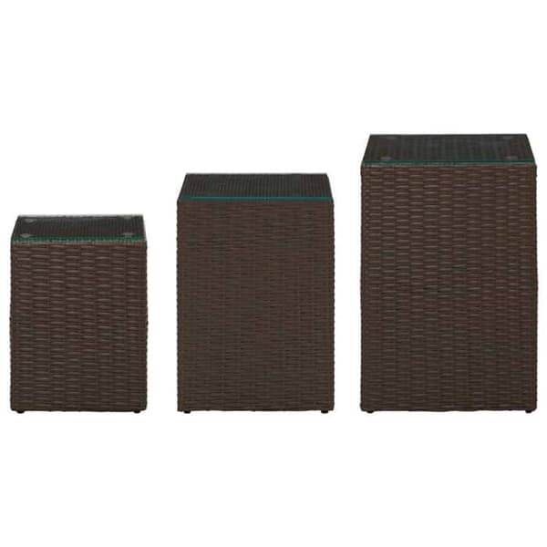 Maison Exclusive - 3 stk. sideborde med glasplade i brun flettet resin brun