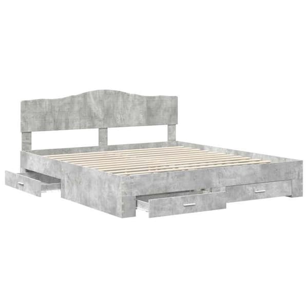 Maison Exclusive - Sängram Grå betong 180 x 200 cm Ingenjörsträ