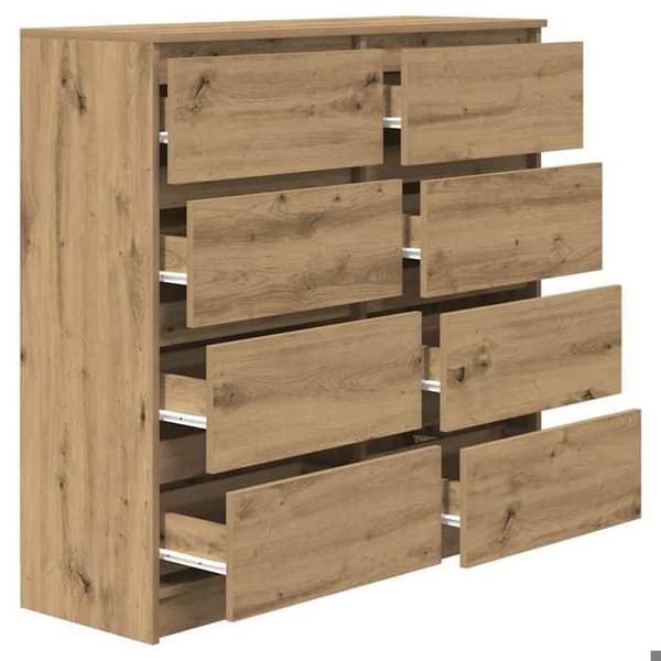 Maison Exclusive - Buffet i egetræ, håndlavet, 100x35x99 cm, ingeniørtræ Ek