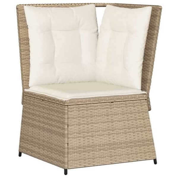 Maison Exclusive - U-formad trädgårdsoffa med beige kuddar i flätad resin