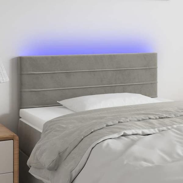 Maison Exclusive - LED Hovedgærde Lys Grå 80x5x78/88 cm Velour ljusgrått