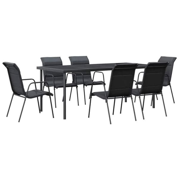 Maison Exclusive - Trädgårdsset 7 delar svart textilén och stål