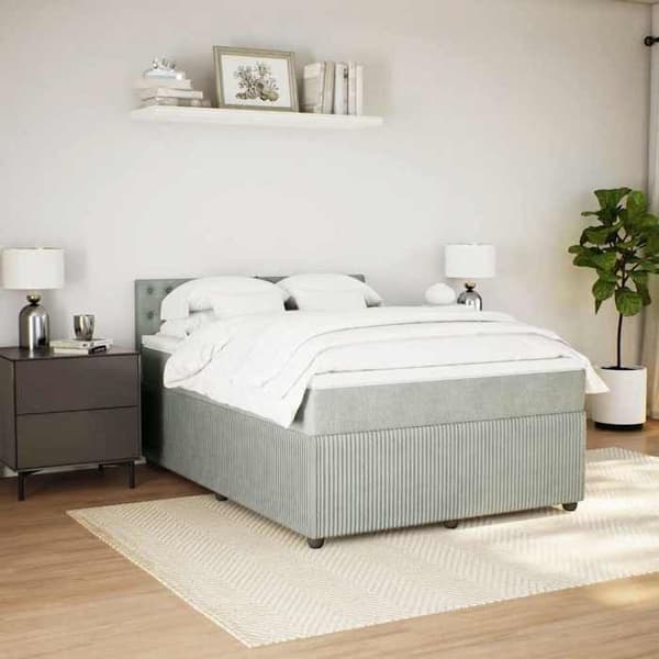 Maison Exclusive - Seng solid bund med socker og madras Grå 160x200cm Velour
