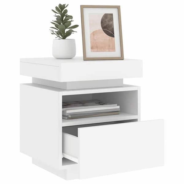 Maison Exclusive - Natbord med hvid LED-lys 40x39x48,5 cm Vit