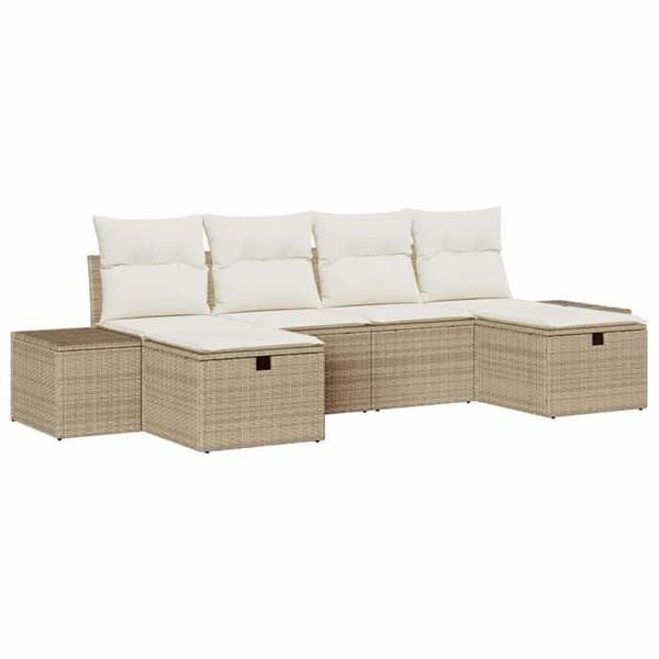 Trädgårdsmöbelset - EXKLUSIV HEM - 6 delar - Beige - Polyrotting - Modulär beige
