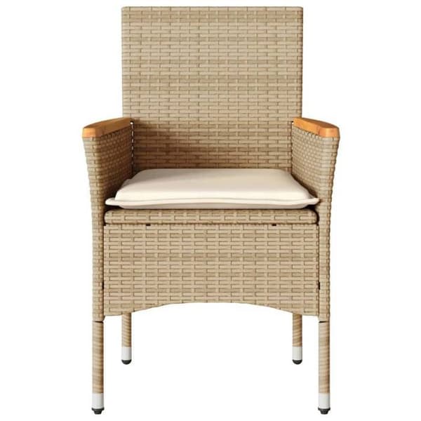 Maison Exclusive - Trädgårdsstolar med kuddar, set om 2, beige flätad resin