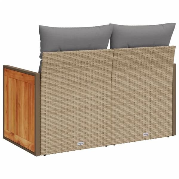 Maison Exclusive - Trädgårdsoffa med kuddar 2 platser beige flätad resin
