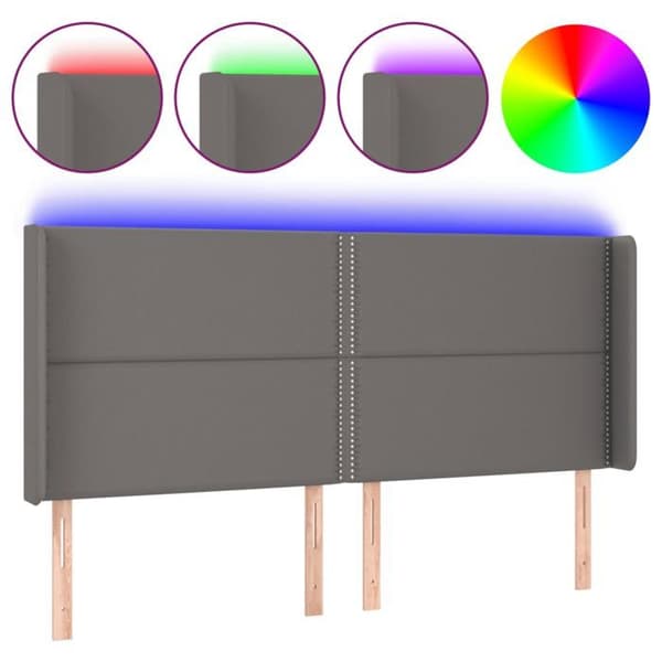 Maison Exclusive - LED Hovedgærde Grå 203x16x118/128 cm Syntetisk Læder
