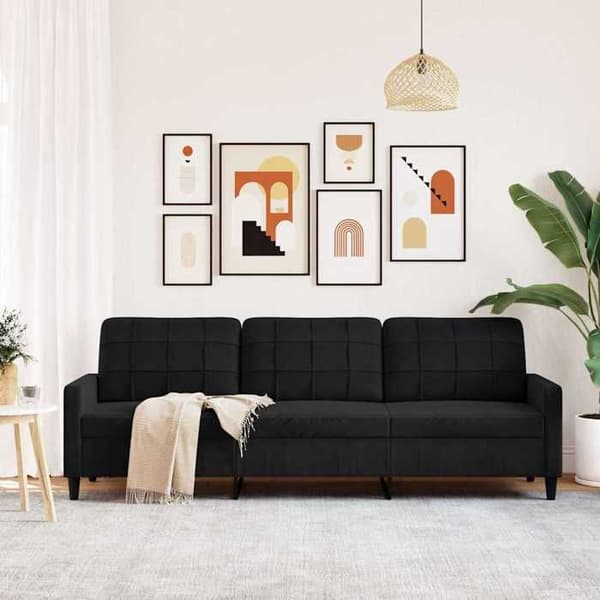 Maison Exclusive - 3-paikkainen sohva musta 210 cm sametti