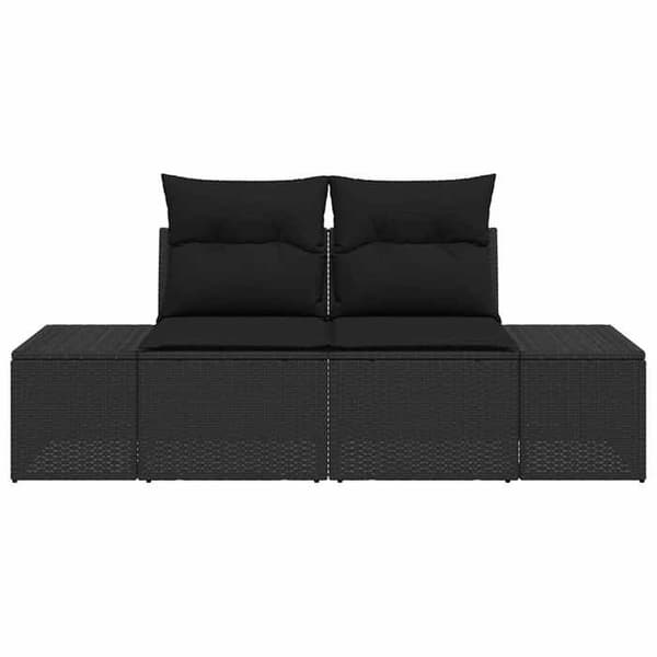 Havemøbel - EKSKLUSIV HUS - 184 x 62 x 69 cm - Polyrotin - Sort pude - Robust stålramme Svart