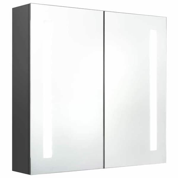 Maison Exclusive - Spegelskåp med LED-belysning Grå 62x14x60 cm