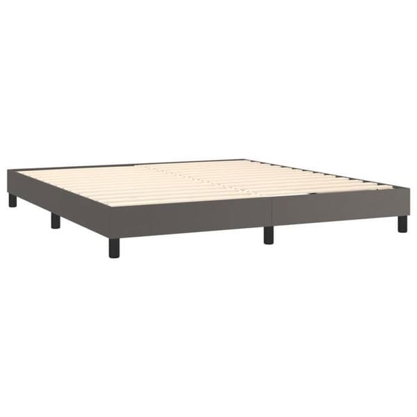 Sengestel - EKSKLUSIV HUS - 180x200 cm - Syntetisk læder - Lamelseng - Grå Grå