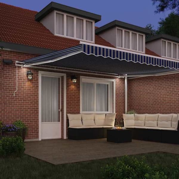 Maison Exclusive - Retractable Markise Blå og Hvid 450 × 300 cm