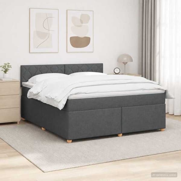 Maison Exclusive - Boxspring säng med madrass Mörkgrå 160 x 200 cm Tyg