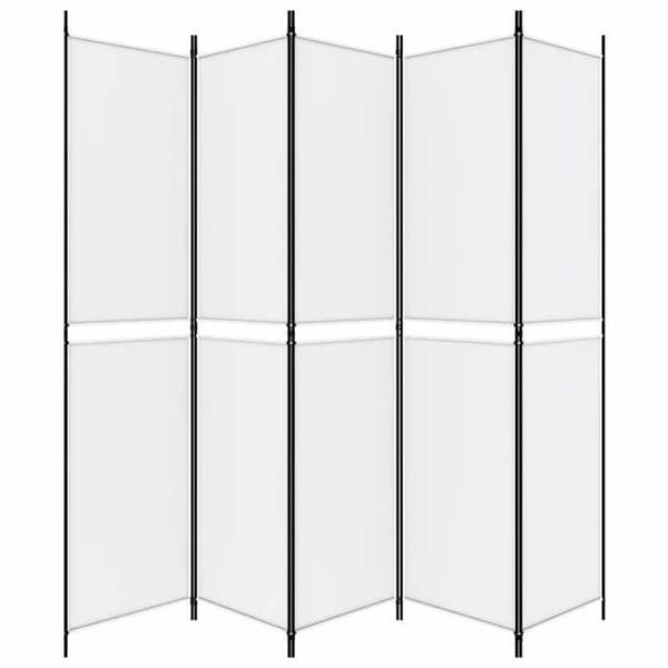 Maison Exclusive - Avskiljande vägg 5 paneler Vit 250x220 cm Tyg