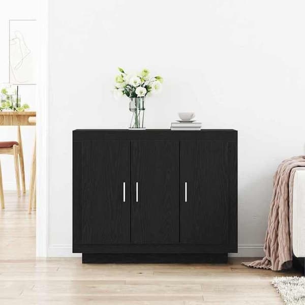 Maison Exclusive - Buffet Sort egetræ 92 x 35 x 75 cm Ingeniørtræ svart ek