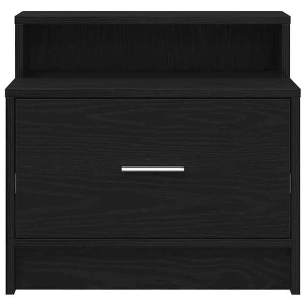 Maison Exclusive - Natborde med skuffe 2 stk. egetræ sort 51x31x47 cm