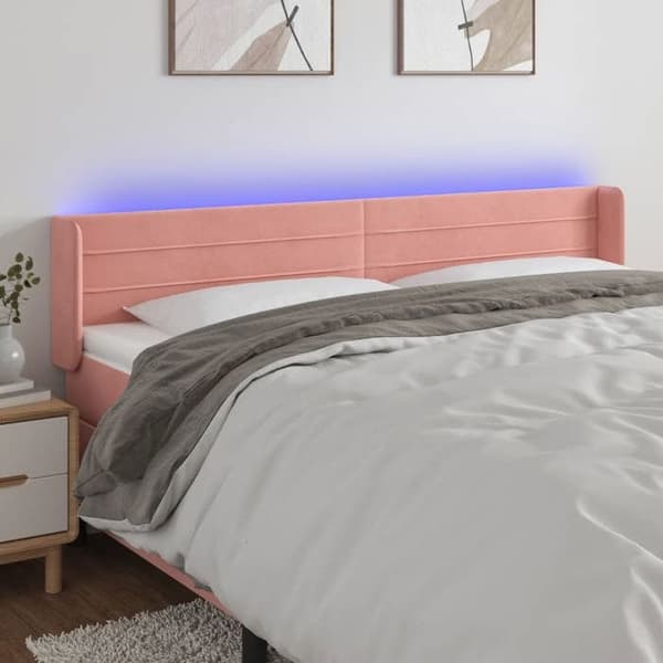 Maison Exclusive - LED-päätyruutu Vaaleanpunainen 203x16x78/88 cm Sametti rosa